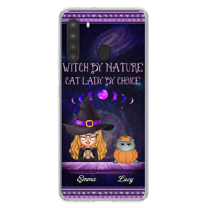 Custom Personalized Witch Phone Case for iPhone/ Samsung - Gift Idea For Halloween/ Pet Lovers with up to 5 Pets - Witch By Nature, Cat Lady By Choice