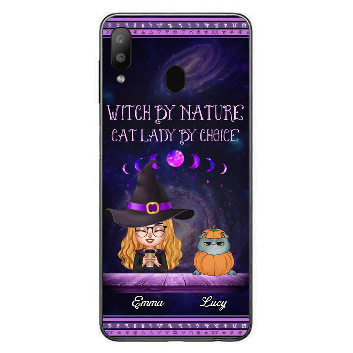 Custom Personalized Witch Phone Case for iPhone/ Samsung - Gift Idea For Halloween/ Pet Lovers with up to 5 Pets - Witch By Nature, Cat Lady By Choice