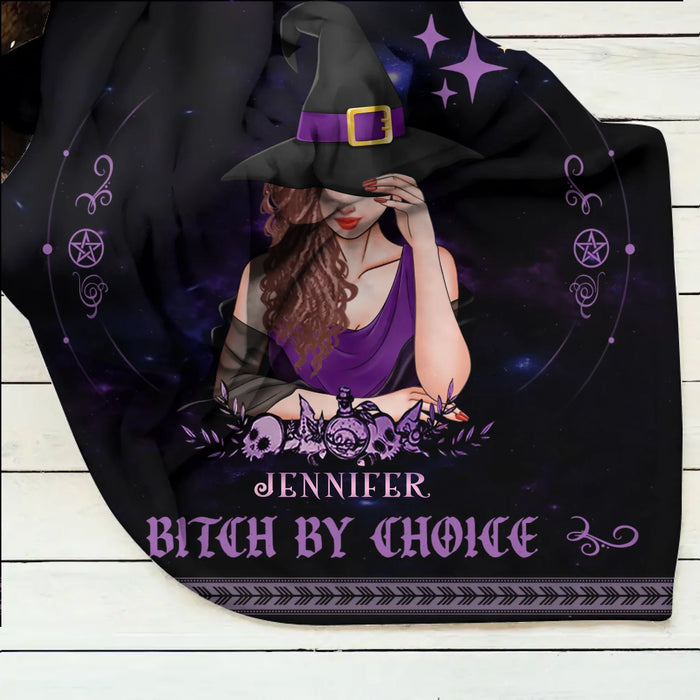 Personalized Witch By Natural Fleece Throw Blanket/ Quilt Blanket - Halloween Gift Idea