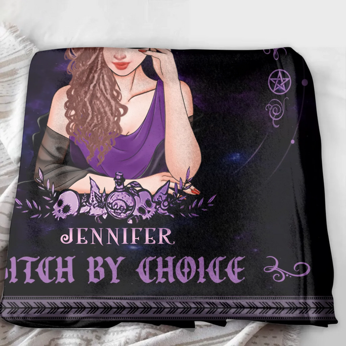 Personalized Witch By Natural Fleece Throw Blanket/ Quilt Blanket - Halloween Gift Idea