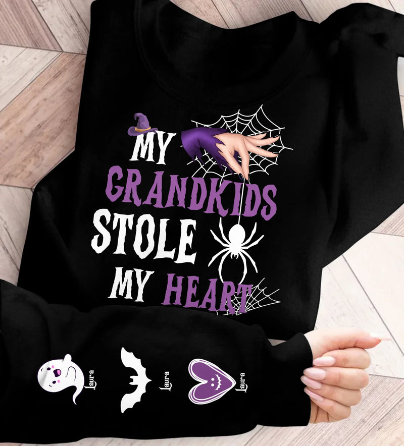 Personalized Spooky Grandma AOP Sweater - Up to 6 Kids - Halloween Gift Idea - My Grandkids Stole My Heart