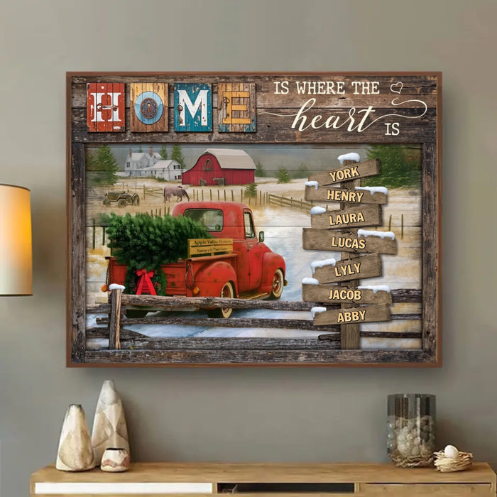 Personalized Family Poster - Gift Idea For Family - Up To 7 Members - Home Is Where The Heart Is