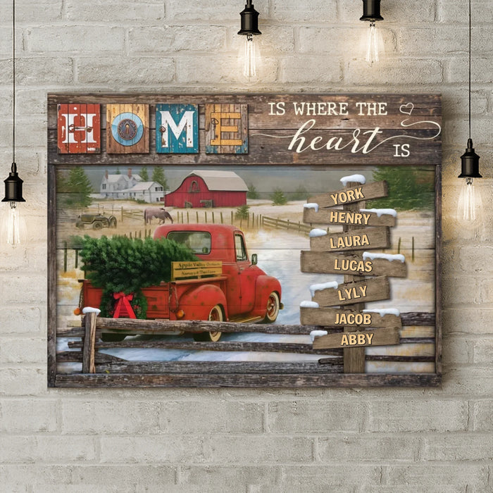 Personalized Family Canvas - Gift Idea For Family - Up to 7 Members - Home Is Where The Heart Is