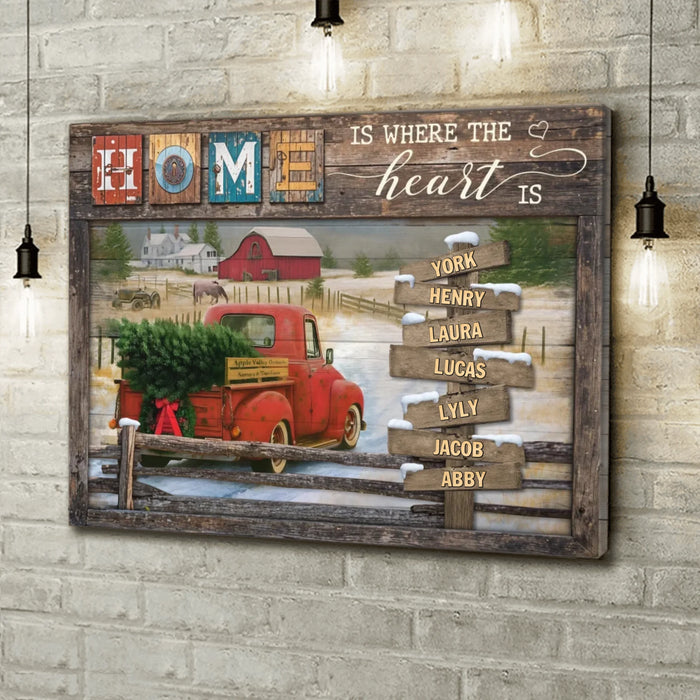 Personalized Family Canvas - Gift Idea For Family - Up to 7 Members - Home Is Where The Heart Is