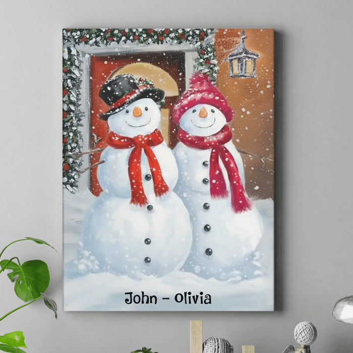 Personalized Family Snowman Canvas - Gift Idea For Family/ Couple - Up to 7 Members