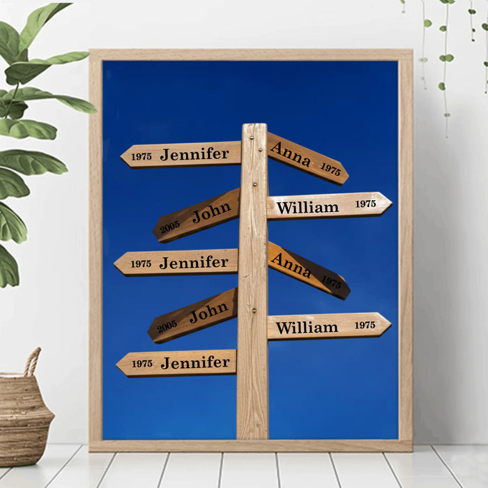 Personalized Family Street Sign Poster - Gift Idea For Couple/ Family - Up to 9 Members