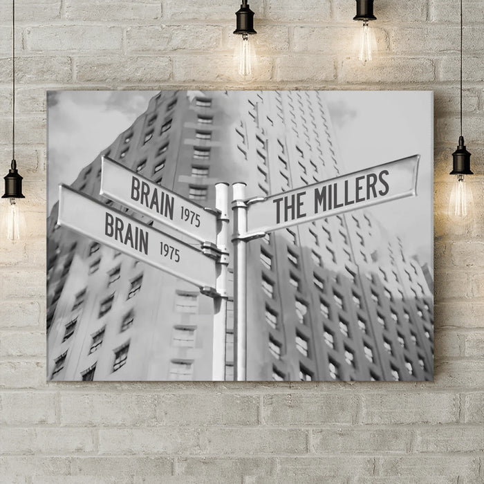 Personalized Family Name Street Sign Canvas - Gift Idea For Family - Up to 7 Members