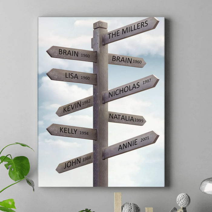 Personalized Family Street Sign With Name Canvas - Gift Idea For Family/ Couple - Up to 9 Members