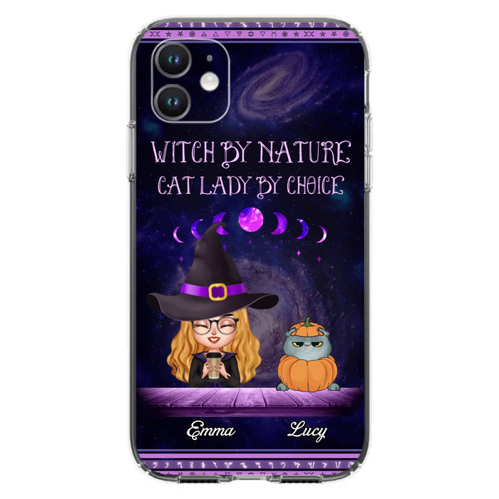 Custom Personalized Witch Phone Case for iPhone/ Samsung - Gift Idea For Halloween/ Pet Lovers with up to 5 Pets - Witch By Nature, Cat Lady By Choice