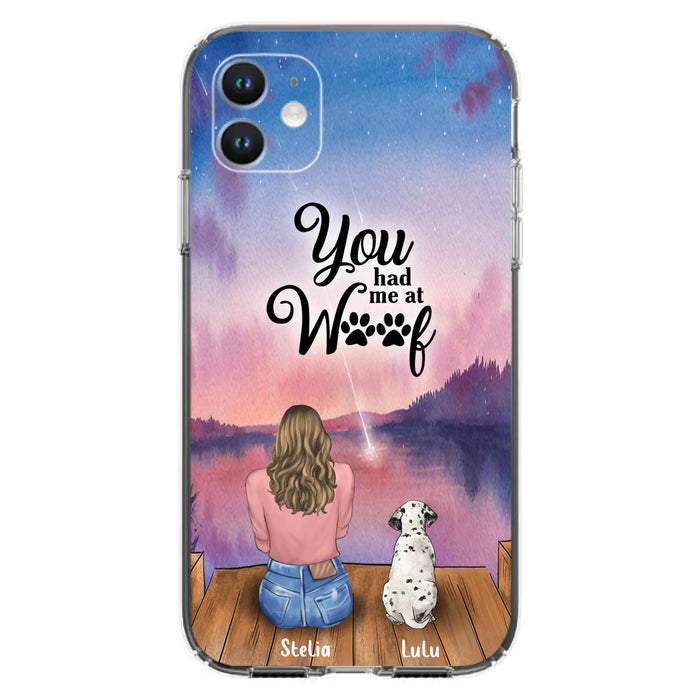 Custom Personalized Dog Mom Phone Case - Gifts For Dog Lovers With Upto 4 Dogs - You Had Me At Woof - Case For iPhone, Samsung