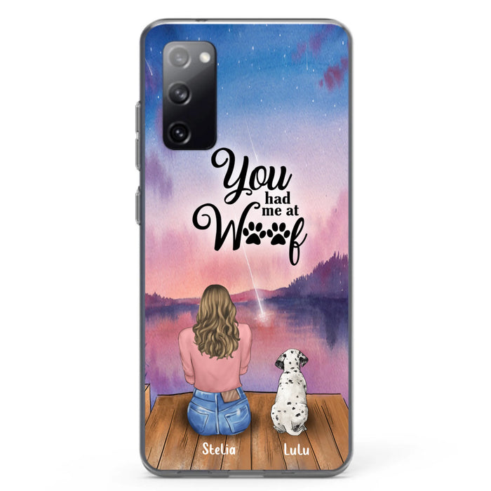 Custom Personalized Dog Mom Phone Case - Gifts For Dog Lovers With Upto 4 Dogs - You Had Me At Woof - Case For iPhone, Samsung