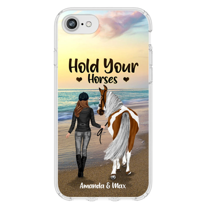 Personalized Horse Girl Phone Case - Girl with up to 2 Horses - Four Feet Move My Soul - QX6ZS1