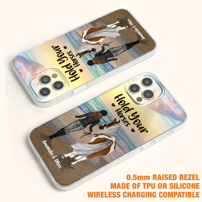 Personalized Horse Girl Phone Case - Girl with up to 2 Horses - Four Feet Move My Soul - QX6ZS1