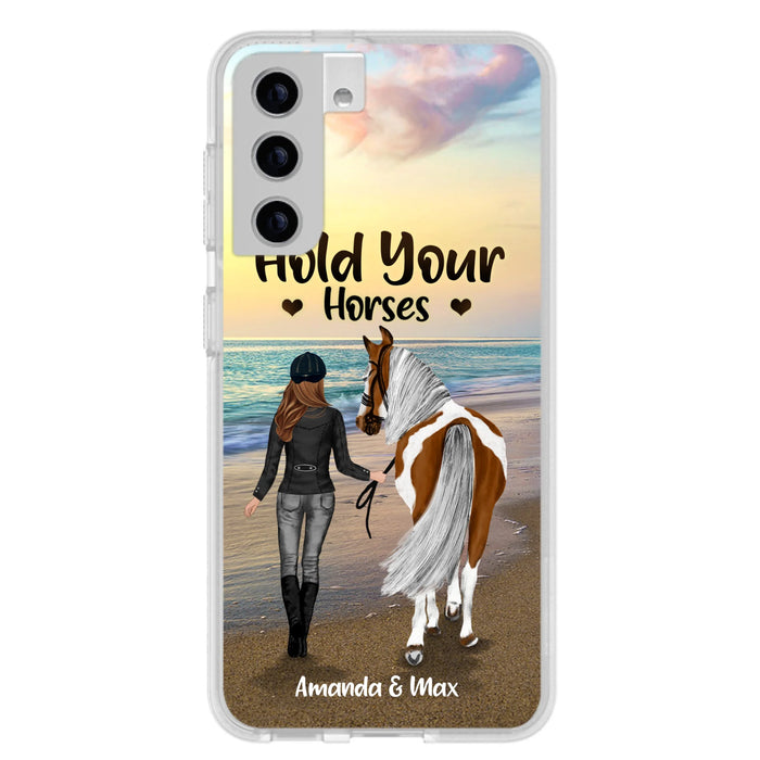 Personalized Horse Girl Phone Case - Girl with up to 2 Horses - Four Feet Move My Soul - QX6ZS1