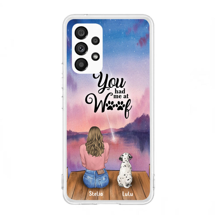 Custom Personalized Dog Mom Phone Case - Gifts For Dog Lovers With Upto 4 Dogs - You Had Me At Woof - Case For iPhone, Samsung