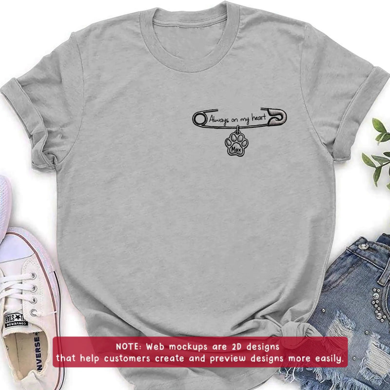 Personalized Safety Pin Embroidered T-Shirt/ Sweater/ Hoodie - Memorial Gift Idea - Always On My Heart