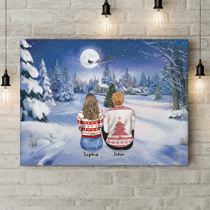 Personalized Family Canvas - Couple/ Parents With Up to 3 Kids And 3 Pets - Christmas Gift Idea For Family