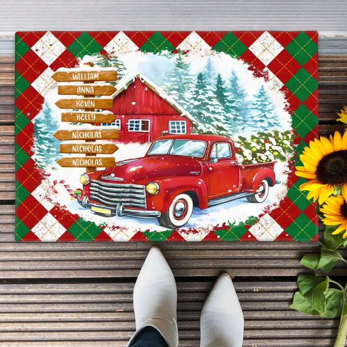 Personalized Street Sign Family Doormat - Gift Idea For Family - Up to 7 Members