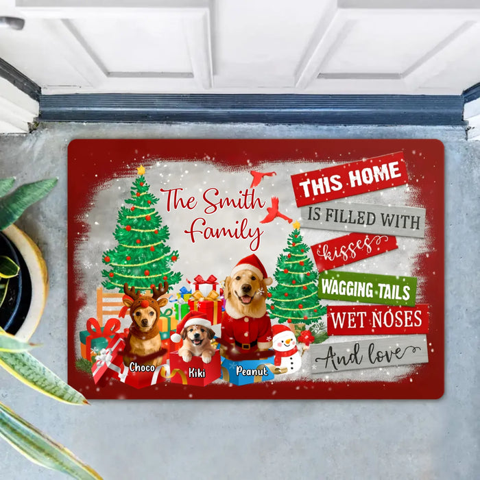 Personalized Dog Family Doormat - Christmas Gift Idea For Dog Lover - Upload Photo - Up to 5 Dogs