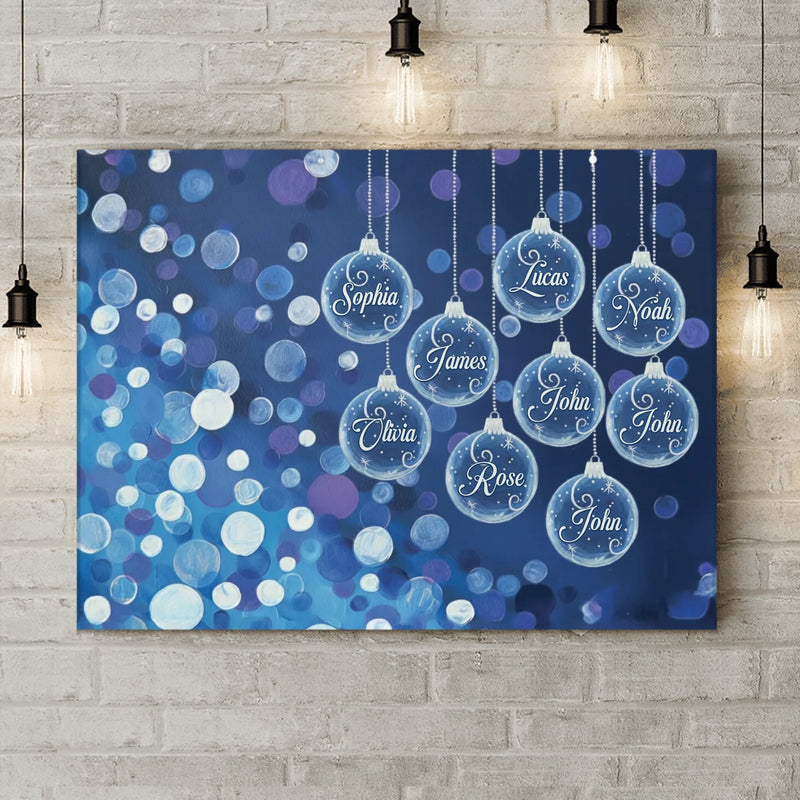 Personalized Family Ornament Canvas - Up to 9 Members - Christmas Gift For Family