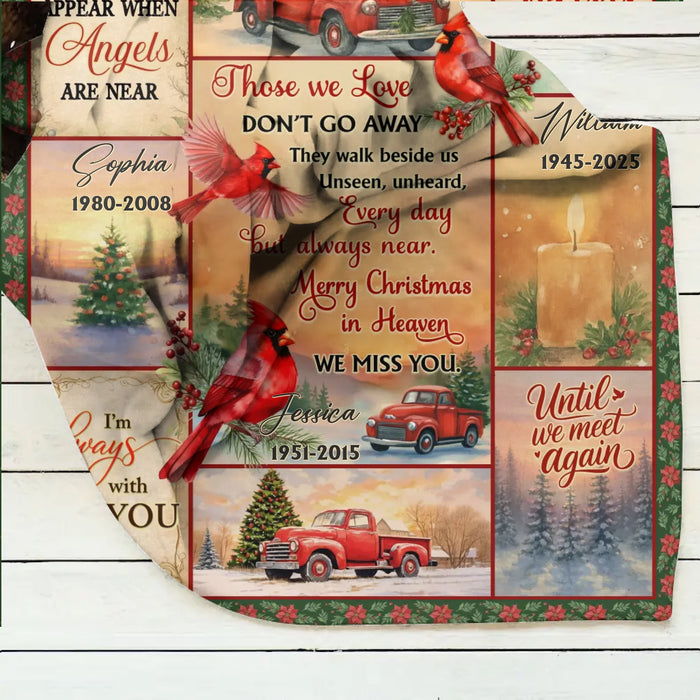 Personalized Christmas Memorial Fleece Throw Blanket / Quilt – Cardinals Appear When Angels Are Near, Merry Christmas in Heaven, Sympathy Gift for Loss of Loved One