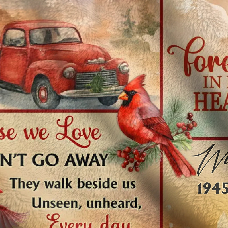 Personalized Christmas Memorial Fleece Throw Blanket / Quilt – Cardinals Appear When Angels Are Near, Merry Christmas in Heaven, Sympathy Gift for Loss of Loved One
