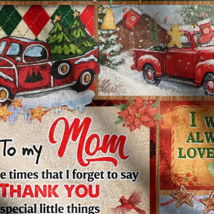 Personalized Christmas Fleece Throw Blanket / Quilt for Mom - You Are My Sunshine, Thank You Mom - Holiday Gift from Daughter or Son