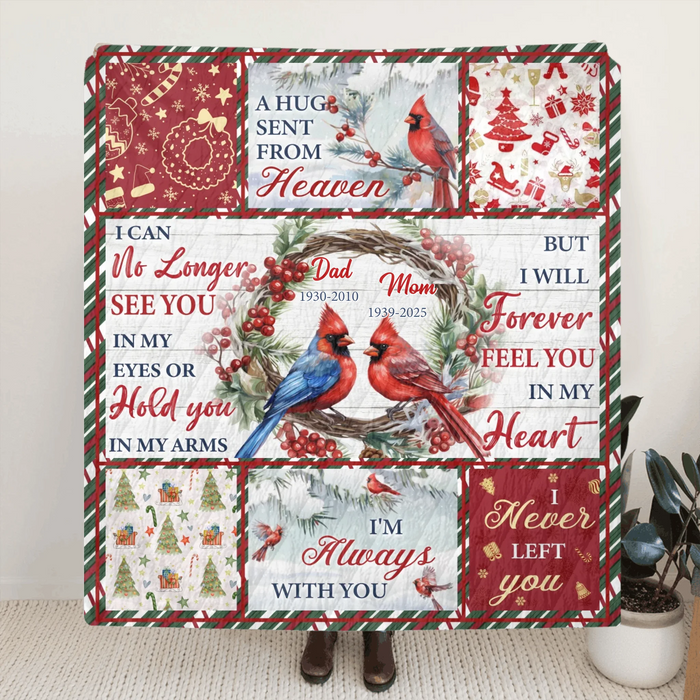 Personalized Memorial Cardinal Fleece Throw Blanket/ Quilt – Custom Name & Years – “I’m Always With You” - Comfort Gift for Loss of Mom, Dad or Loved One