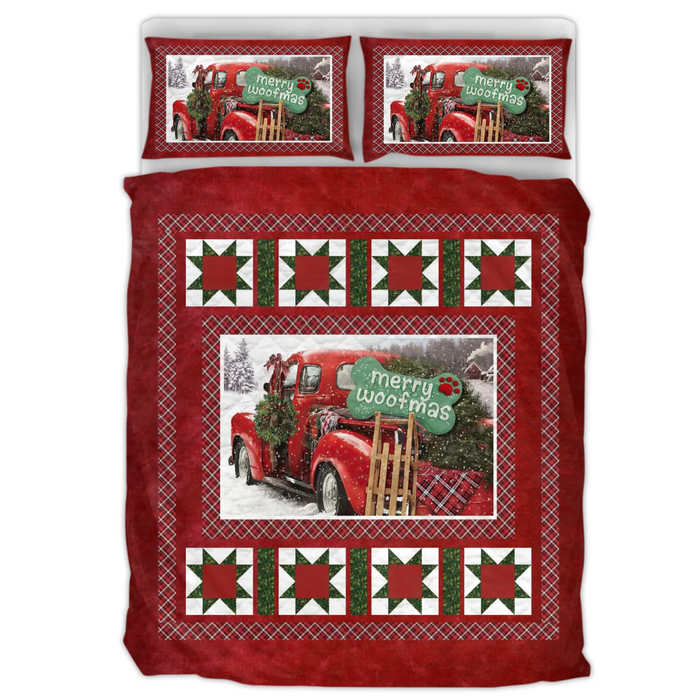 Personalized Dog Quilt Bed Sets - Upload Dog Photo  - Merry Woofmas - Christmas Gift for Dog Lover