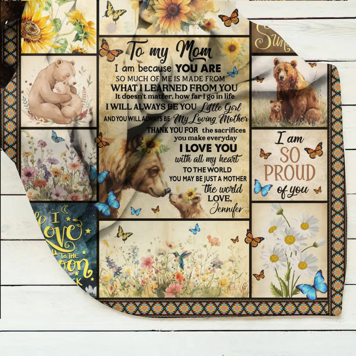 Personalized To My Mom Fleece Throw Blanket/ Quilt - Gift Idea To My Mom - You Are My Sunshine - Heartfelt Mother’s Day or Birthday Gift