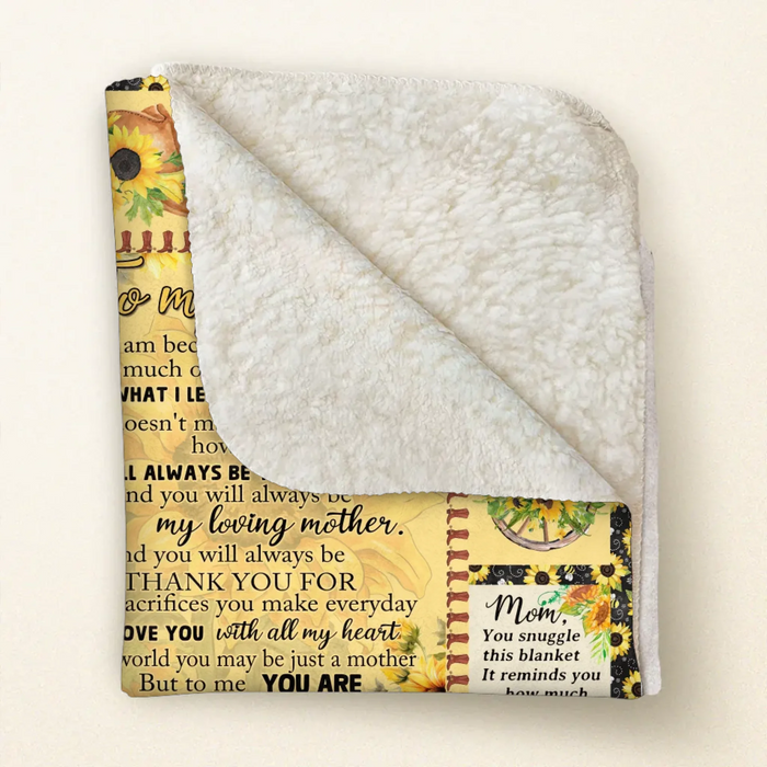 Personalized To My Mom Sunflower Fleece Throw Blanket/ Quilt – Cowgirl Theme with Up to 5 Kids’ Names – Heartfelt Mother’s Day or Birthday Gift
