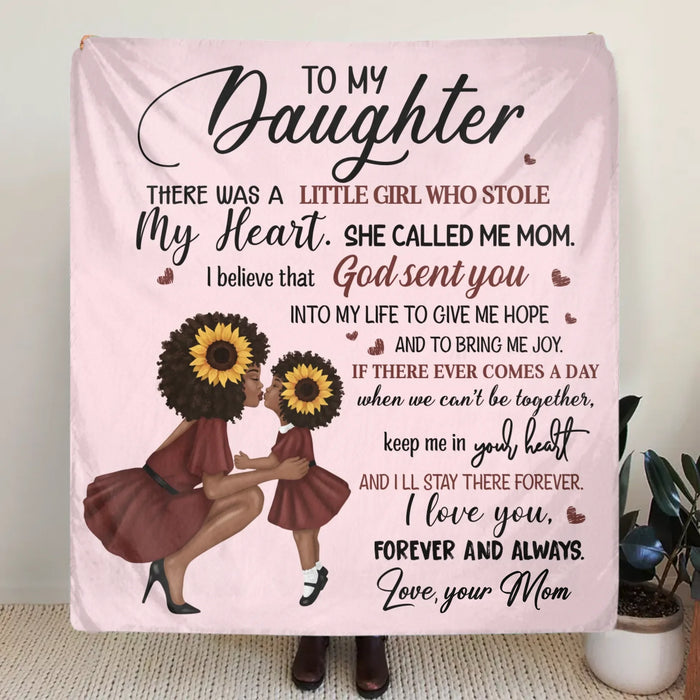 Personalized To My Daughter Fleece Throw Blanket/ Quilt - Encouraging, Loving Message from Mom - Cozy Sentimental Gift