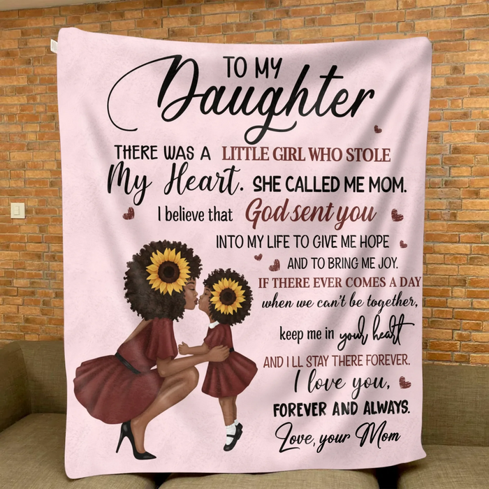 Personalized To My Daughter Fleece Throw Blanket/ Quilt - Encouraging, Loving Message from Mom - Cozy Sentimental Gift