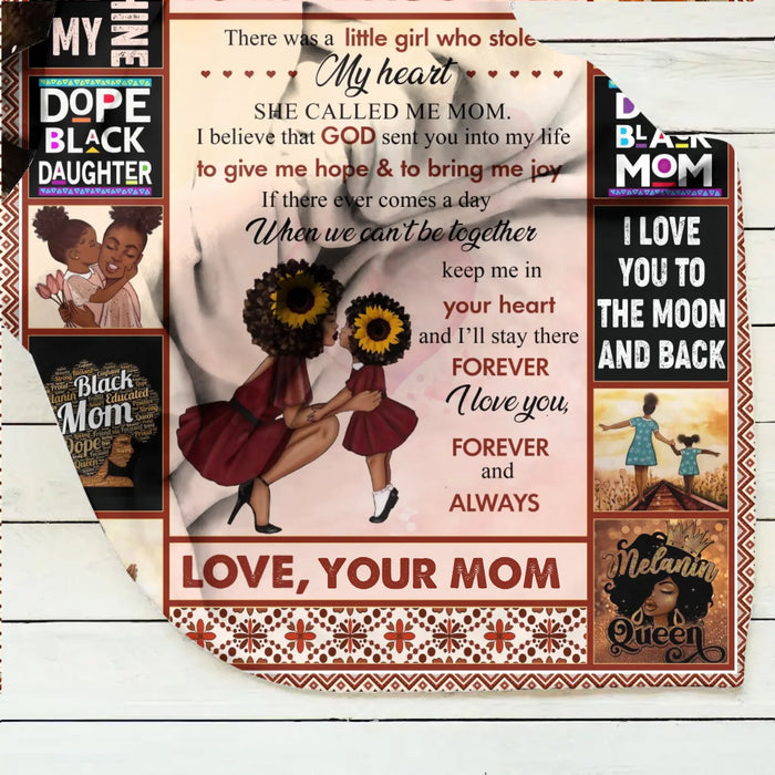 Personalized To My Daughter Fleece Throw Blanket/ Quilt - Heartfelt Message, Afro Girl Art & Love Quote - Gift from Mom
