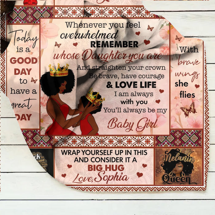 Personalized To My Daughter Fleece Throw Blanket/ Quilt - Today Is A Good Day To Have A Great Day - Gift Idea From Mom To Daughter