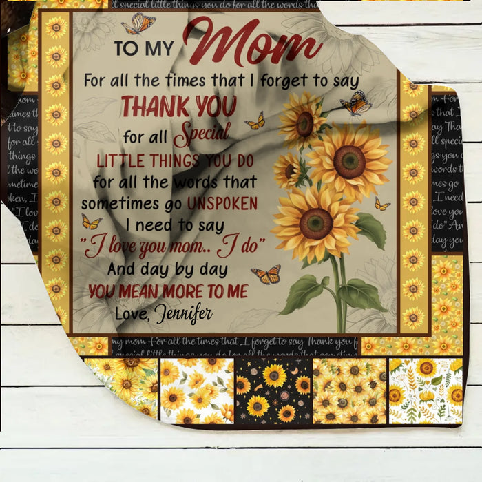 Personalized To My Mom Fleece Throw Blanket/ Quilt - Gift Idea To Mom/ Mother - And Day By Day You Mean More To Me