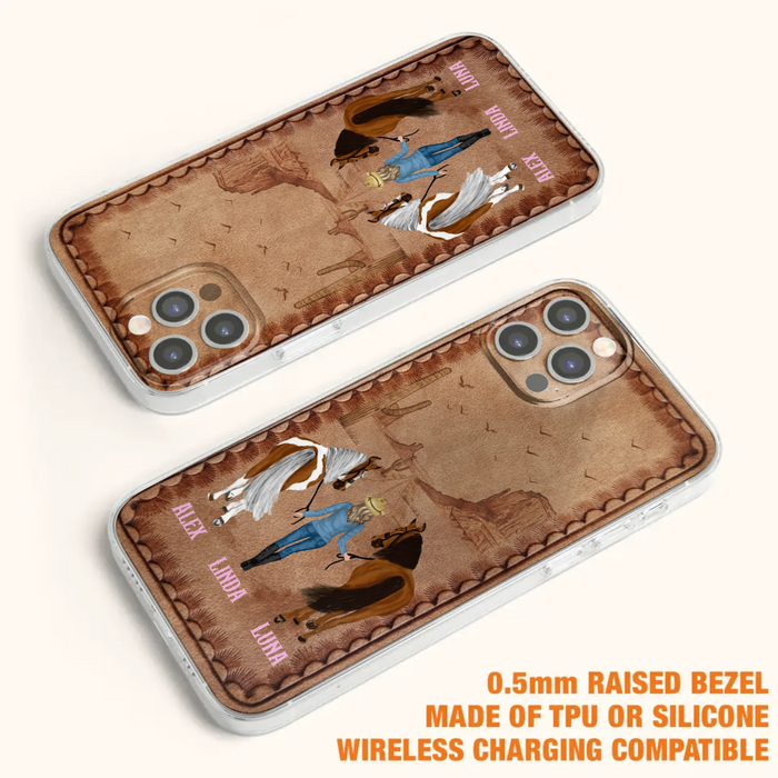 Personalized Cowgirl Phone Case For iPhone/ Samsung - Custom Names & Horses - Gift Idea For Horse Lover