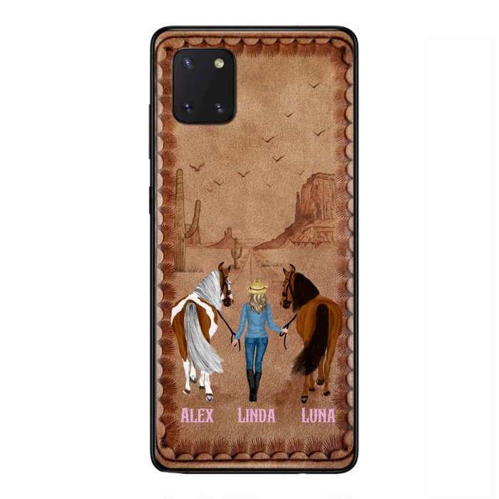 Personalized Cowgirl Phone Case For iPhone/ Samsung - Custom Names & Horses - Gift Idea For Horse Lover