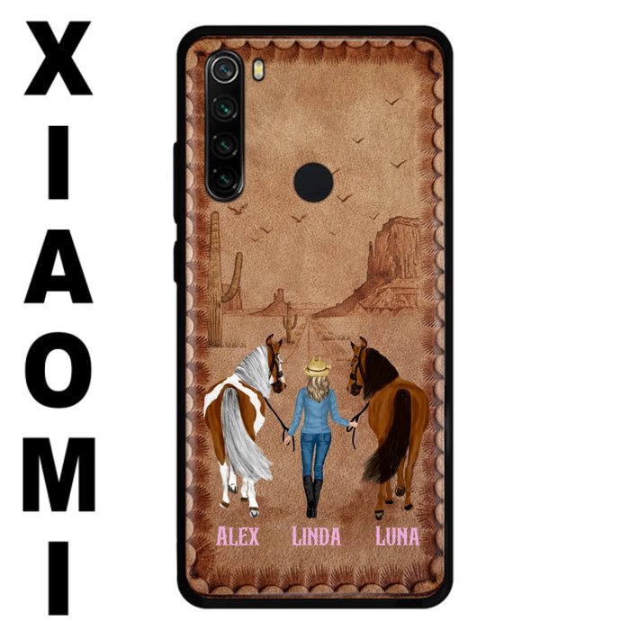 Personalized Cowgirl Phone Case - Xiaomi/ Huawei/ Oppo - Custom Names & Horses - Gift Idea For Horse Lover
