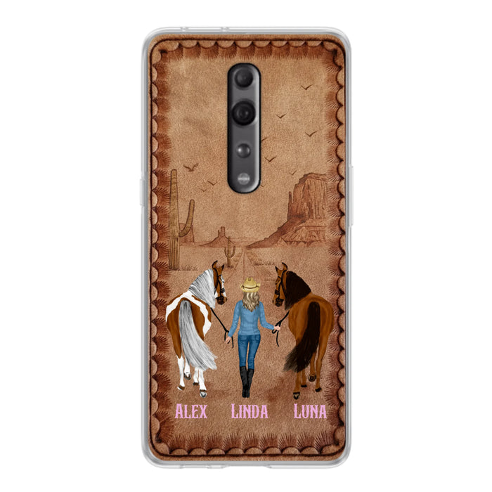 Personalized Cowgirl Phone Case - Xiaomi/ Huawei/ Oppo - Custom Names & Horses - Gift Idea For Horse Lover