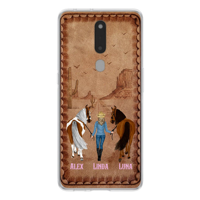 Personalized Cowgirl Phone Case - Xiaomi/ Huawei/ Oppo - Custom Names & Horses - Gift Idea For Horse Lover