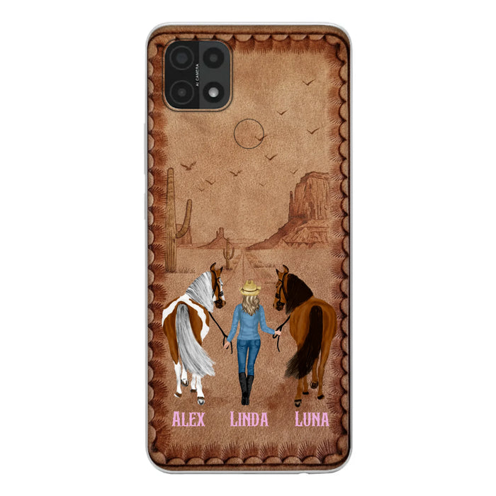 Personalized Cowgirl Phone Case - Xiaomi/ Huawei/ Oppo - Custom Names & Horses - Gift Idea For Horse Lover