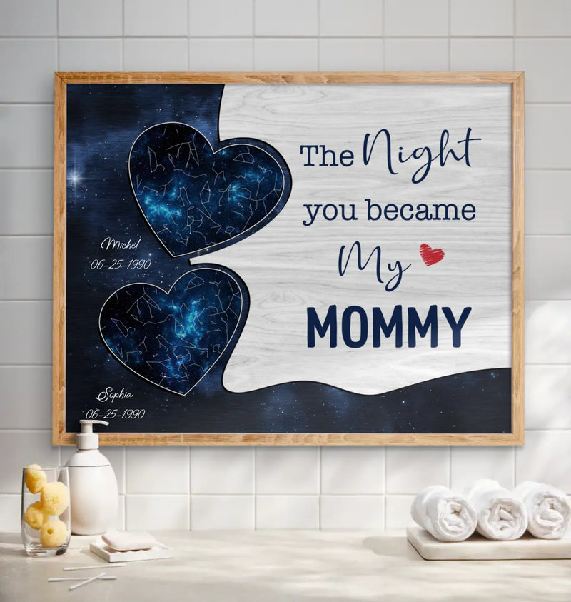 Personalized Mom Poster - Gift Idea for Mom/ Mother's Day with up to 5 Kids - The Night You Became My Mommy