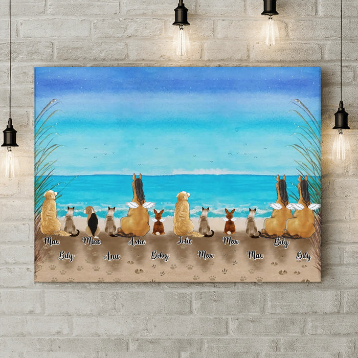 Personalized Pet Beach Canvas - Perfect for Pet Lovers & Memorial Gifts with up to 12 Pets