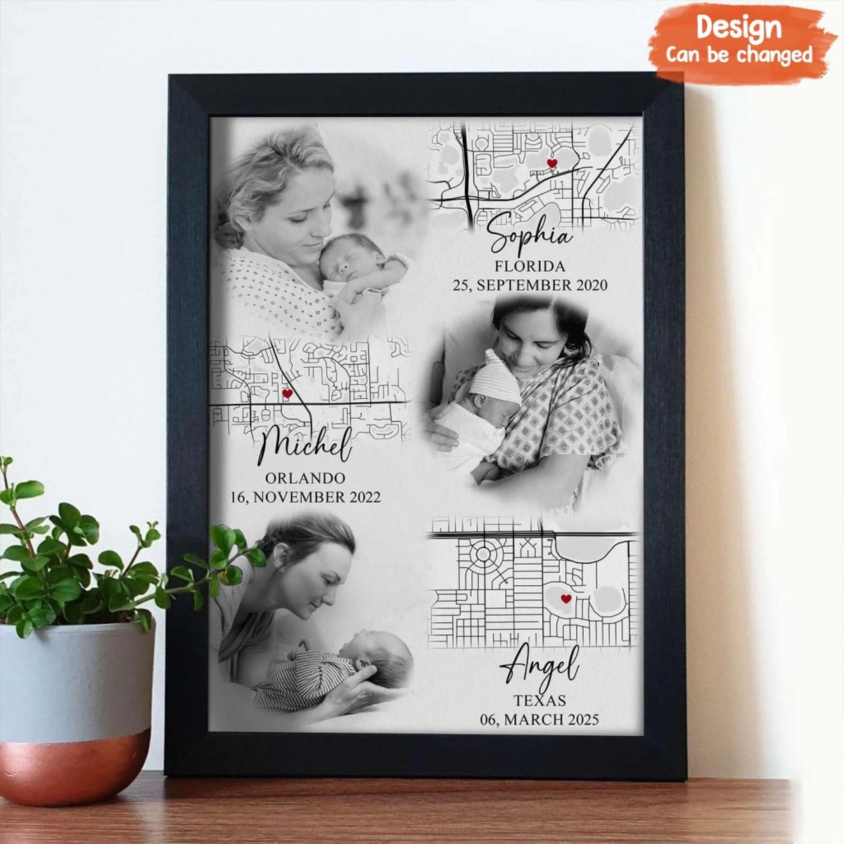 Personalized Birth Location Map Canvas - Newborn Arrival Gift, Mom Kee ...