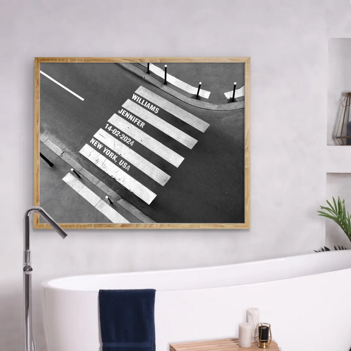 Personalized Crosswalk Street Poster – Custom Names, Date & Location – Unique Anniversary Gift, Wedding Gift, Valentine’s Day