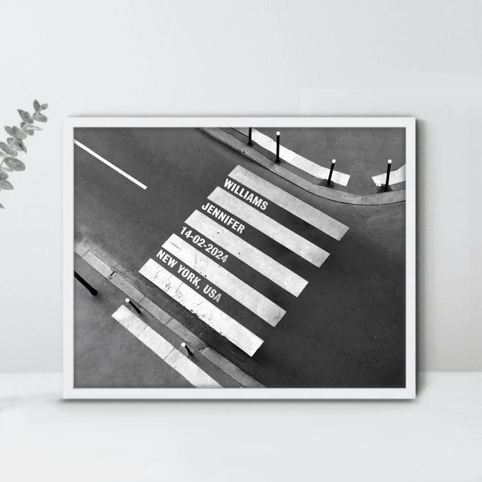 Personalized Crosswalk Street Poster – Custom Names, Date & Location – Unique Anniversary Gift, Wedding Gift, Valentine’s Day