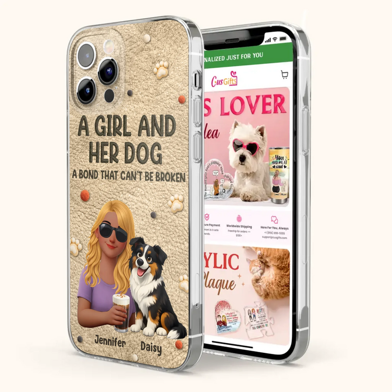 Personalized Girl and Her Dog Phone Case For iPhone/ Samsung – A Bond That Can’t Be Broken - Gift Idea For Dog Lover, Dog Mom