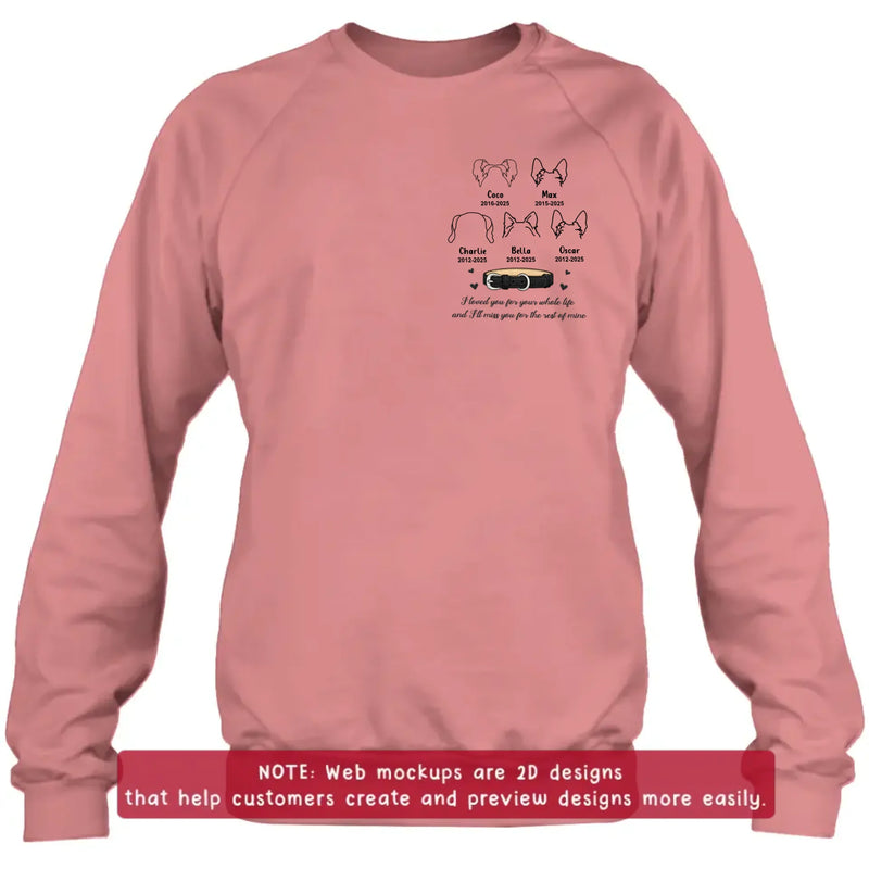 Personalized Pet Memorial Embroidered Shirt/ Hoodie – Custom Dog Line Art with Names & Years, In Loving Memory Dog Loss Gift