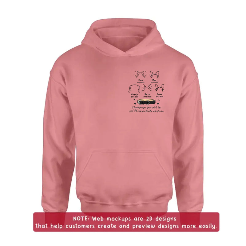Personalized Pet Memorial Embroidered Shirt/ Hoodie – Custom Dog Line Art with Names & Years, In Loving Memory Dog Loss Gift